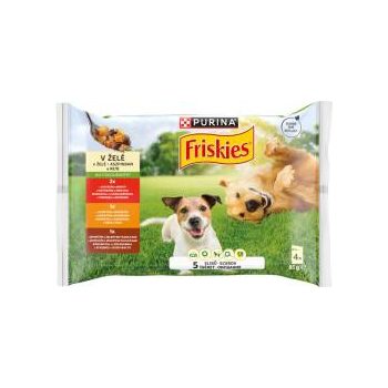   Friskies alutasak Adult Dog Marha, Csirke, Bárány 4x85 g Aszpikos válogatás