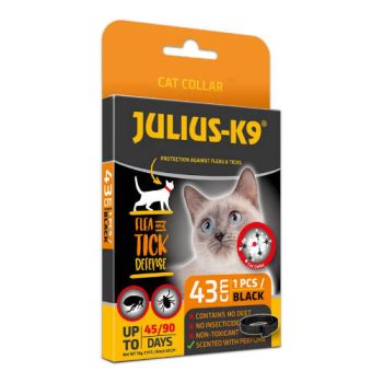   Julius-K9 Cat Collar - Bolha-, kullancs riasztó nyakörv (fekete) macskák részére (43cm)
