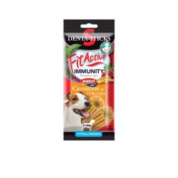   FitActive SNACK Denta-Sticks IMMUNITY S 140 g Hypoallergenic Vörösáfonya, Kurkuma (Cranberry+Curcuma)