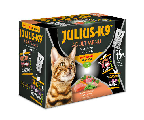 JULIUS K-9 CAT SPECIAL PACK 12×100g (lazac+tonhal & csirke+pulyka)