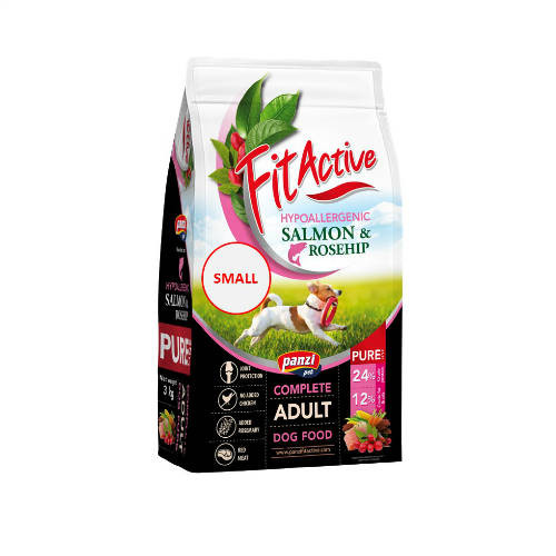FitActive PURE SMALL 3kg Hypoallergenic SALMON-ROSEHIP (Lazac – Csipkebogyó)