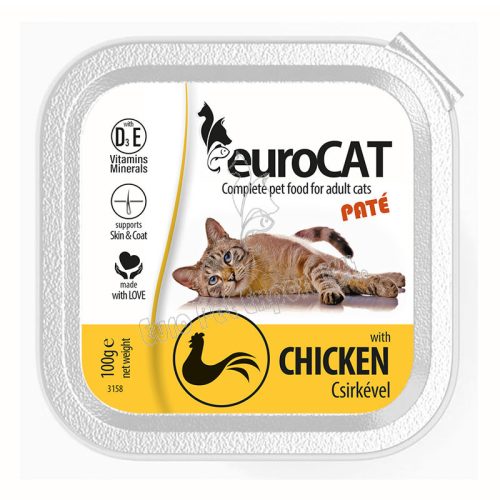 Euro Cat Paté csirkés nedves macskaeledel 100 g-os alutálka felnőtt macskáknak