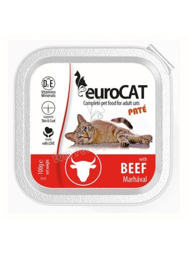 Euro Cat marhás pástétom nedves macskaeledel 100 g-os alutálkában