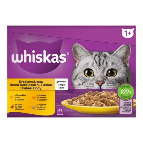 Whiskas szárnyas aszpikban nedves macskaeledel, 12 x 85 g-os alutasakos multipack
