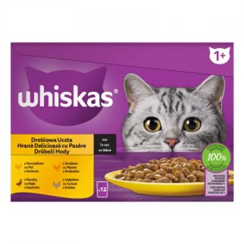Whiskas szárnyas válogatás mártásban nedves macskaeledel 12x85 g-os alutasakos csomag