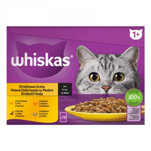 Whiskas szárnyas válogatás mártásban nedves macskaeledel 12x85 g-os alutasakos csomag