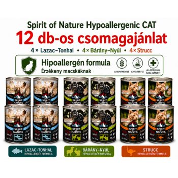 Spirit of Nature Hypoallergenic Cat hipoallergén macskakonzerv csomag 12x415 g