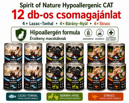 Spirit of Nature Hypoallergenic Cat hipoallergén macskakonzerv csomag 12x415 g