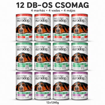   EURO DOG kutyakonzerv Csomagajánlat  12X1240 g  (Májas,Vadas,Marhás)
